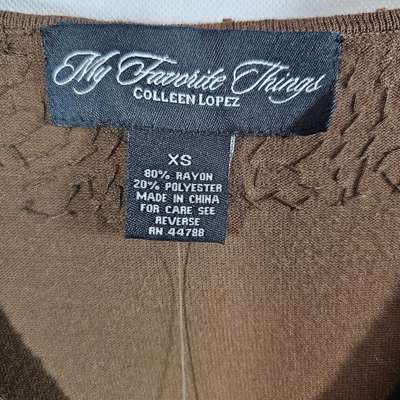 My Favorite Things Colleen Lopez Brown Beaded V- Neck Sweater XS - Picture 7 of 9